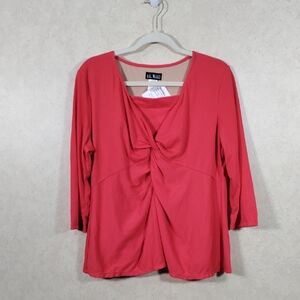 04095 T. K. Maks red twist front control knit top 1X NWT